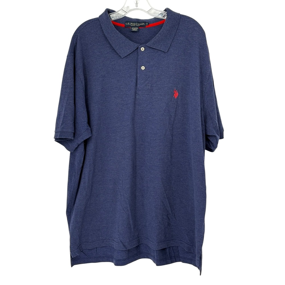 U.S. Polo Assn. Polo Shirt Navy Blue Heather Short Sleeve XXL